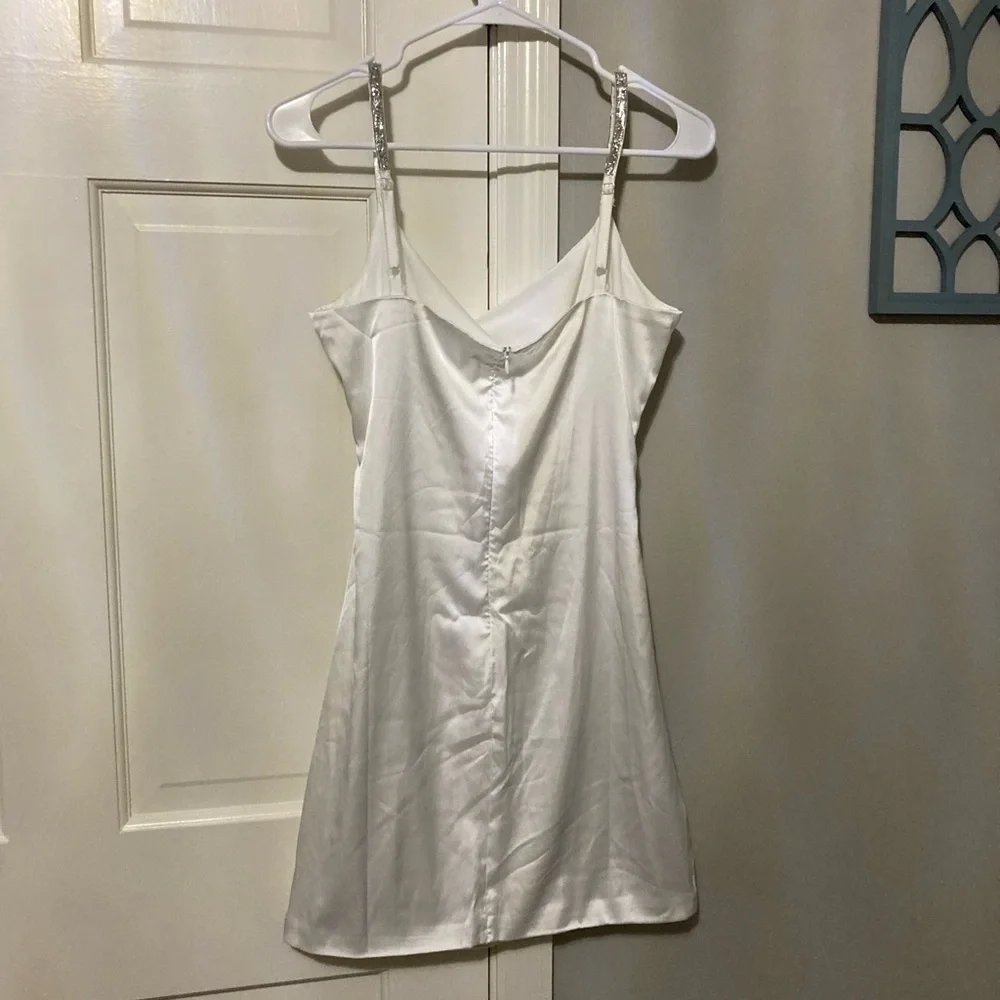 Elegant White Slip Dress with Sparkle Straps - Picture 3 of 5